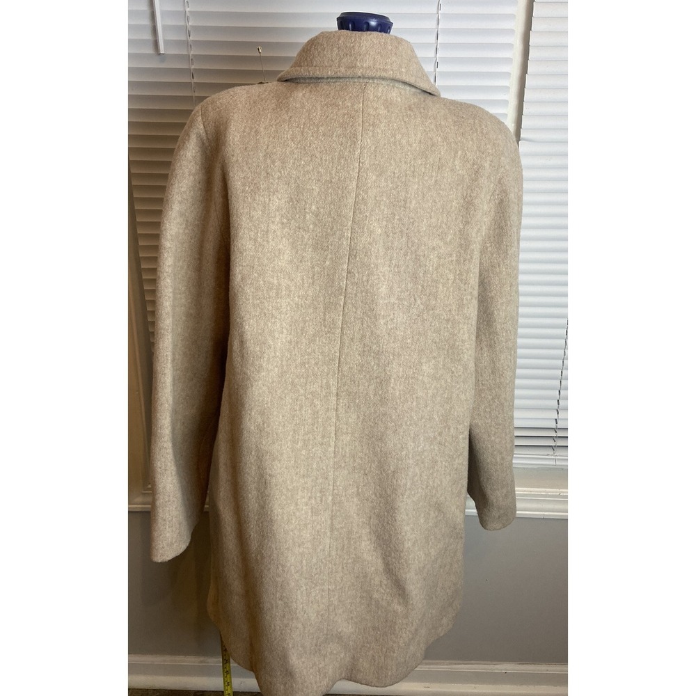 Herman Kay‎ Womens L Wool Coat Fitted Long Sleeve Button Front Pockets Beige VTG - Picture 8 of 12
